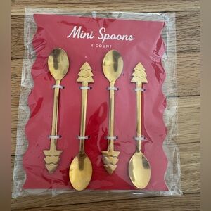 Set of 4 Gold Christmas Tree Mini Spoons Set